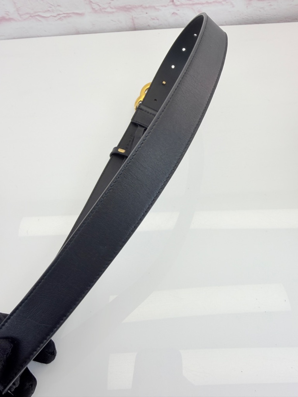 Authentic Gucci Slim Leather Marmont Gg Double Mens Belt Black 80/32” 414516 - Picture 5 of 11